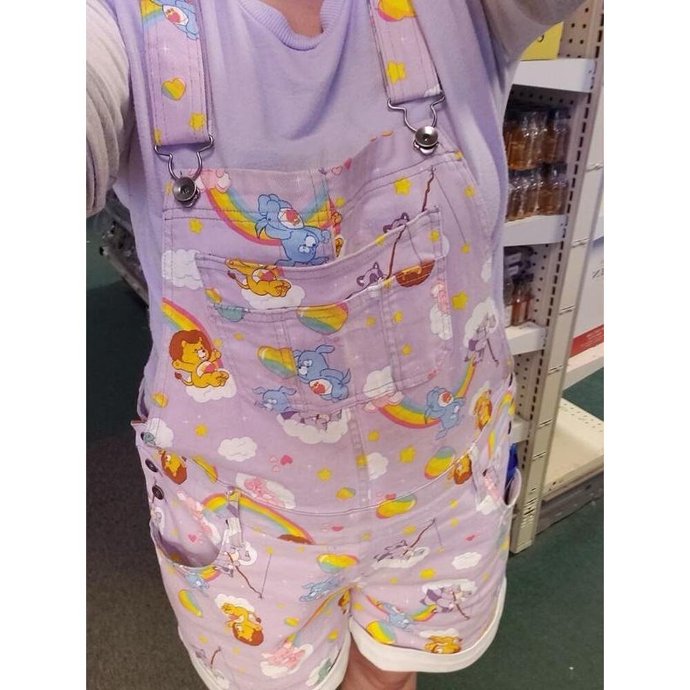 Hot Topic Care Bears Plus Size 4 Shortalls Overalls Rainbow Purple
